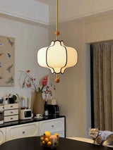 Retro Fabric Lampshade Pendant Light Japan Circular LED for Room Dining Table Apartment Wooden Ball Lighting Fixtures E27