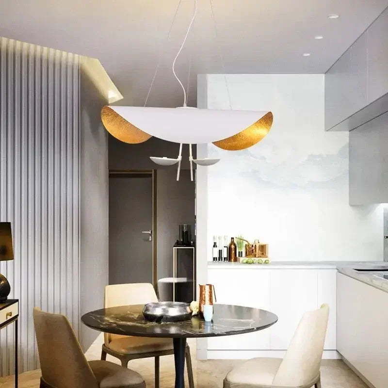 Nordic Modern Metal Gold White Black LED Lotus Leaf Pendant Light Bedroom Living Room Dining Room Interior Decoration Fixtures