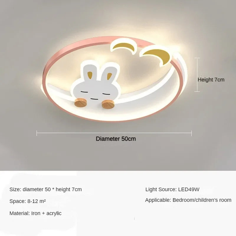 Warm Cute White Rabbit Design Children&#39;s Chandelier Ceiling Lamp for Kids Room LED Bedroom Luster Home Decoration Study Lighting