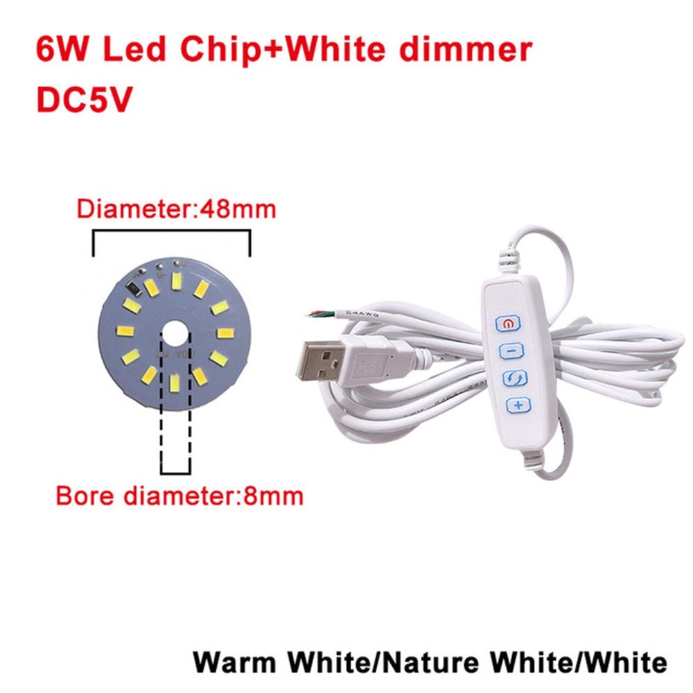 DC5V Dimmable LED chip 5W 6W 10W Surface Light Source SMD 5730 LED Light Beads DIY Tricolor Adjustable LED Bulb White Warm White