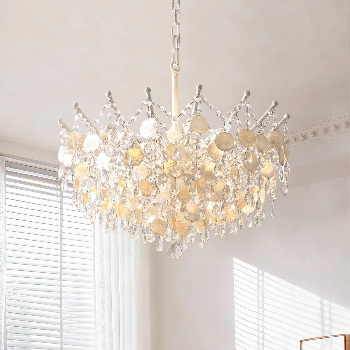 LED French Medieval Pendant Light Style Luxury Blue Crystal Chandelier for Villa Living Room Bedroom Hallway Ceiling Lamp
