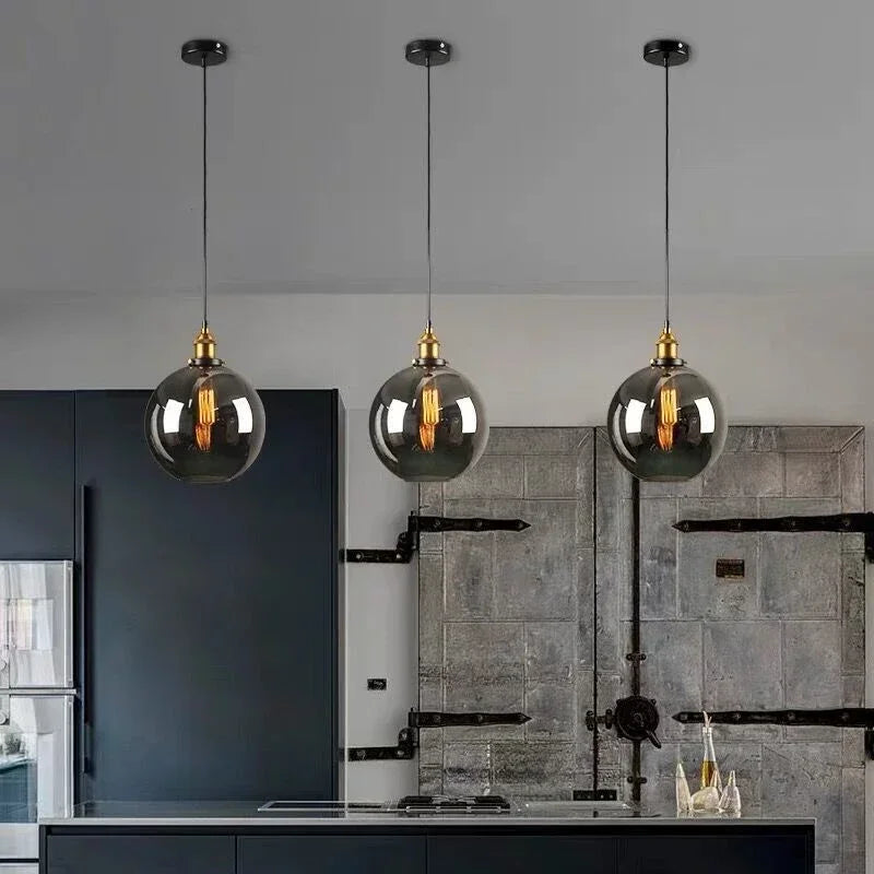 Clear Gray Amber Colour Vintage Pendant Lights Dining Glass Hanging Lamp Russia Loft Luminaire Modern Bedroom Light Fixture