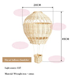 Handmade Rattan Hot Air Balloon Chandelier - LED Nursery Light for Baby Room