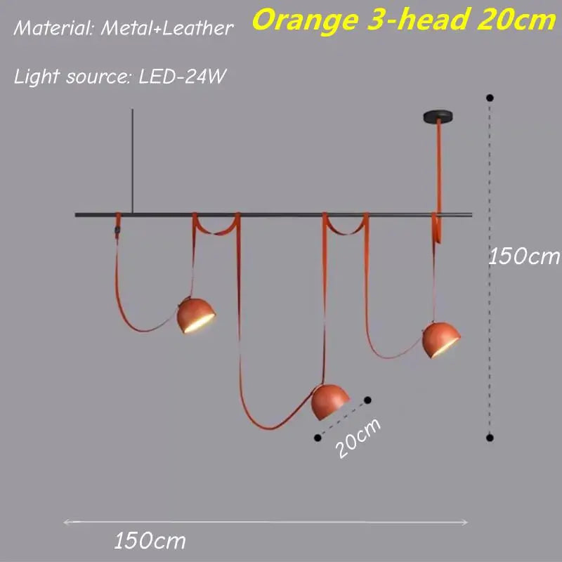 Nordic Art Leather Metal LED Chandelier Living Dining Room Bedroom Bar Island Luminaire Personalized Home Decor Lighting Fixture