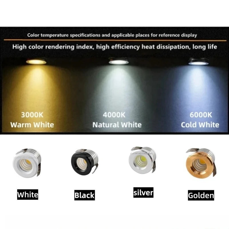 Mini Embedded Ceiling LED Downlight 3W Small Spotlight COB Downlight 110V-220V Dimmable Family Cabinet Light Living Room Hotel