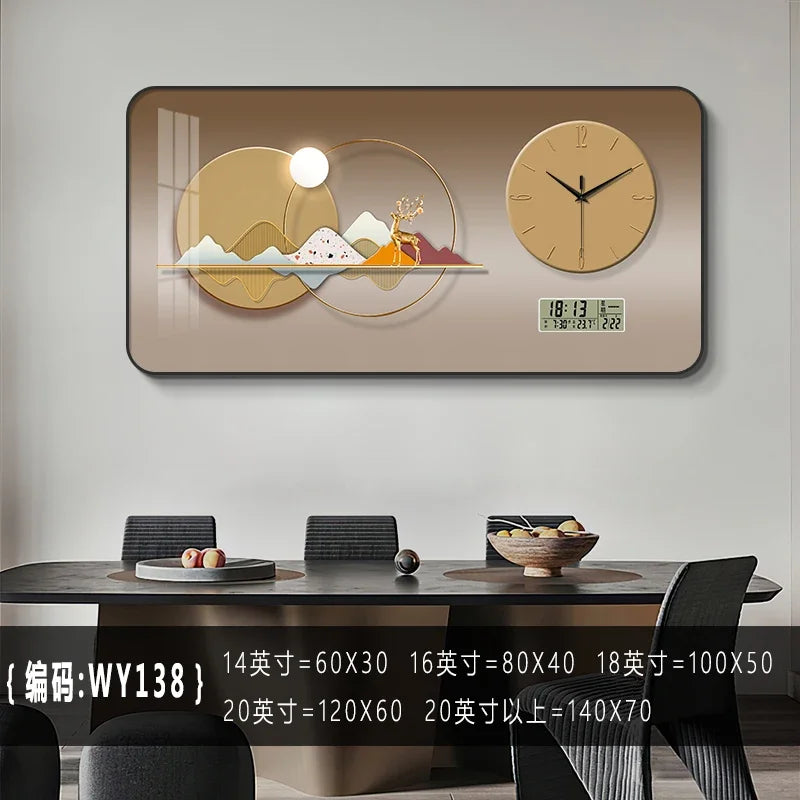 Nordic elk wall clock living room Creative fashion perpetual calendar electronic clock wall atmosphere dining room decoration