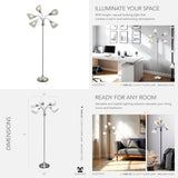 Floor Lamp with 5 Movable Shades and Adjustable Brightness Perfect Lighting for Bedroom Decor, Beauty and Art Studio