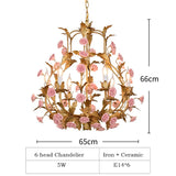 Nordic Light Luxury E14 LED Chandelier Rose Copper Ceramic Pendent Lamp Restaurant Living Room Bedroom Home Lighting Decoration