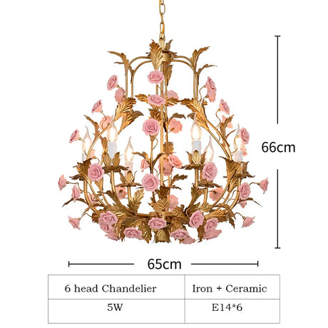 Nordic Light Luxury E14 LED Chandelier Rose Copper Ceramic Pendent Lamp Restaurant Living Room Bedroom Home Lighting Decoration