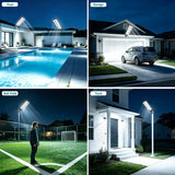 Solar Outdoor Street Light IP65 Waterproof - Wall-Mounted LED Motion Sensor Floodlight with Remote Control & Dusk-to-Dawn Auto Sensor