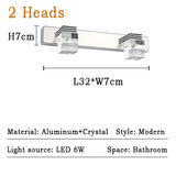 LED Wall Light Waterproof Crystal Wall Lamps Mirror Front Light Wall Mounted Bathroom Living Makeup LED Wall Fixtures Sconce
