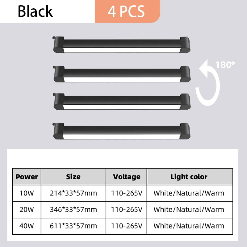 LED Track Light System & Rail Kit - Modern Ceiling Floodlight Spot Lighting Fixture for Living Room, Bedroom, Office & Clothing Store