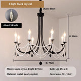 American Retro Candle Chandelier Living Room Black Metal E14 Led Pendant Lights Home Decor Pearl Led Lamparas Hanging Lamp