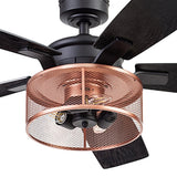 Carnegie 52&quot; Matte Black and Copper Ceiling Fan with Lights and Remote Control Ceiling Fan Room Decor Ceiling Fan with Led Light