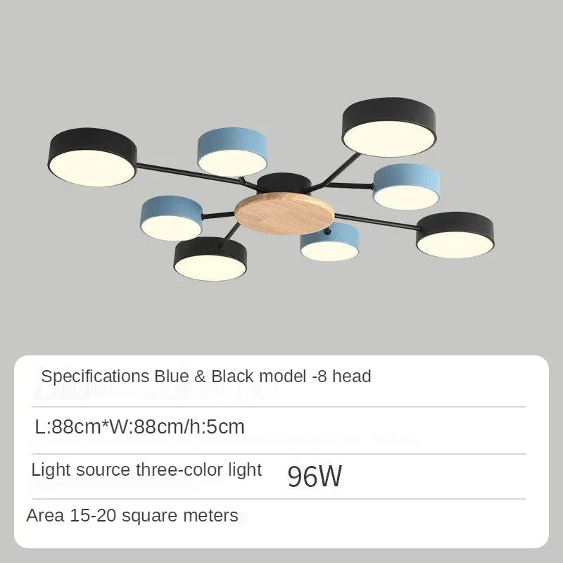 Nordic Creative Macaron Log LED Ceiling Light Bedroom Living Room Chandelie Modern Villa Restaurant Interior Lighting Decoration