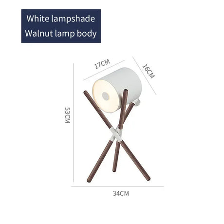 Modern Walnut Triangular Floor Lamp Drum Vertical Solid Wood Study Bedroom Bedside Table Living Room Home LED High-end Deco