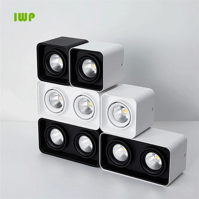Square Surface Mounted Dimmable Super bright LED Downlights 10W 15W 20W 30W AC110-220V COB LED Ceiling Lamp Spot Lights LED Lamp