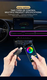 Car Interior RGB LED Atmosphere Light Strip USB Fiber Optic Neon Invisible Ambient Lamp Center Console Door Decoration Trim