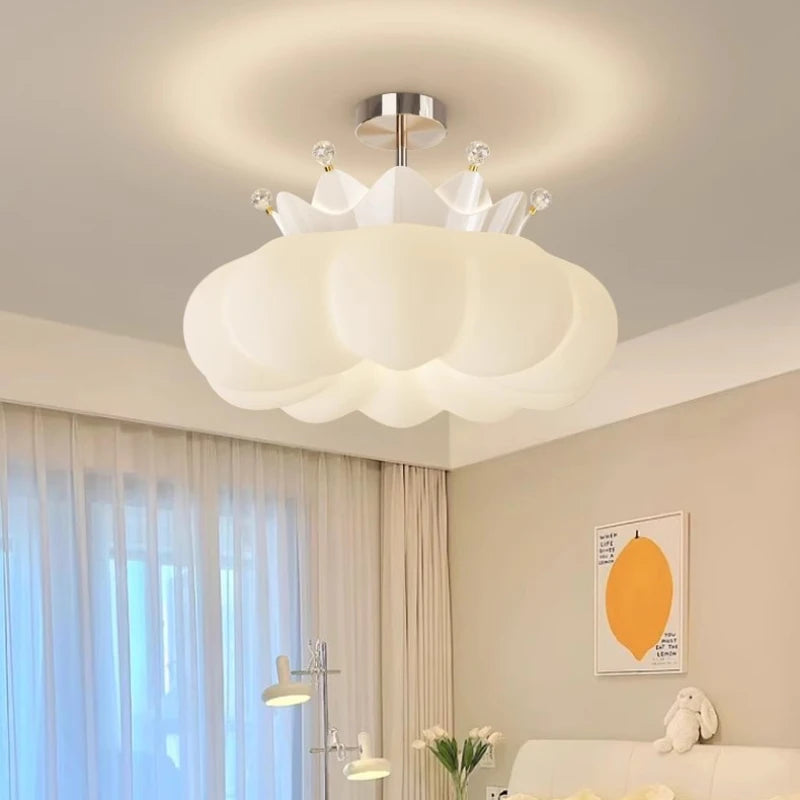 2025 New Crown LED Pendant Lamp Children's Room Restaurant Boy Girl Bedroom with Remote Control Chandelier Study Lighting Decor