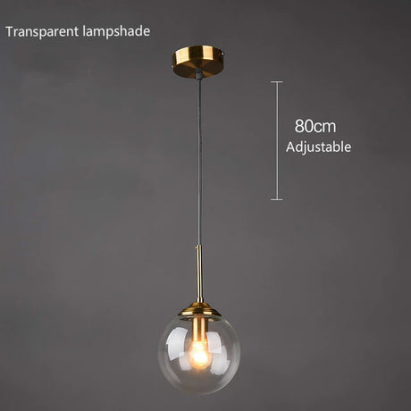 Nordic LED Glass Ball Pendant Lamp Home Indoor Decors Hanging Chandeliers Lighting Dining Room Restaurant Smoke Gray Suspension
