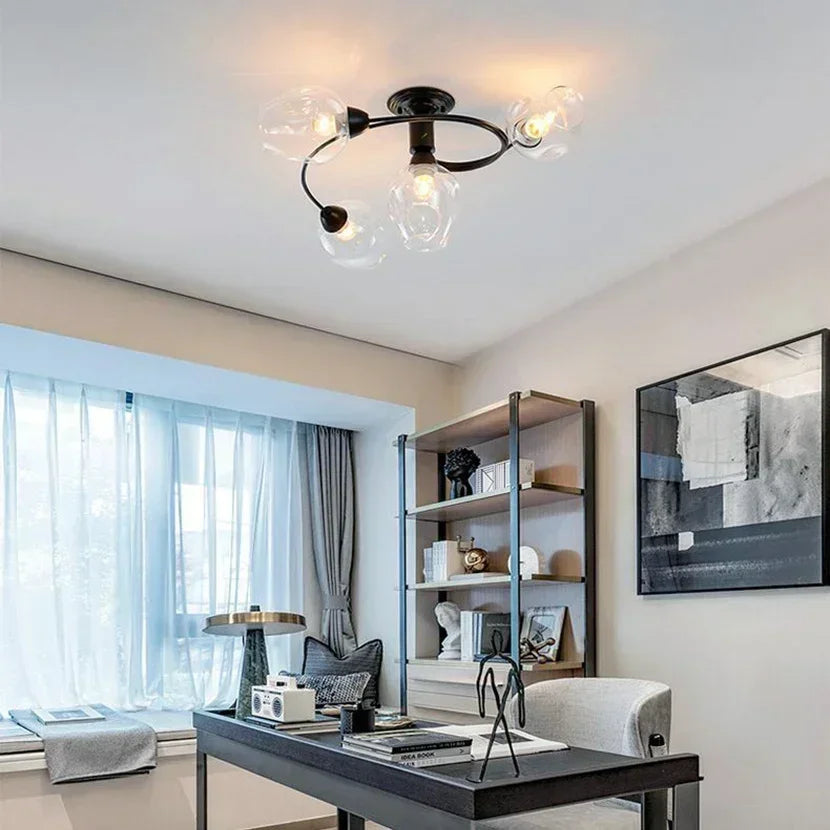 Creative Magic Bean LED Molecular Chandeliers Green Blue Grey Modern Glass Ball Ceiling Light Restaurant Table Room Chandeliers