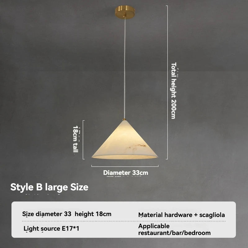 Designer Faux Marble Pendant Light - Modern Minimalist Single Ceiling Hanging Lamp Fixture for Bedroom, Living Room & Dining Area