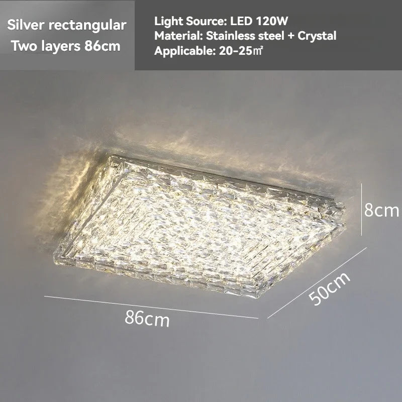 Luxury Modern Crystal Ceiling Light Chandelier - Flush Mount Ceiling Lamp Fixture for Living Room, Master Bedroom & Home Decor