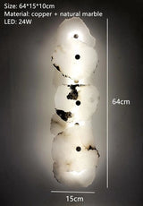 High Quality Copper LED Pendant Lights Natural Marble Dining Room Kitchen Hanging Lamp Creative Unique Art Deco Home Ceiling