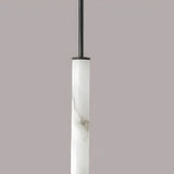 Cylindrical Natural Marble Chandelier Black Brass 3000K Indoor Bedroom Parlor Pendant Lamp Cord Adjustable