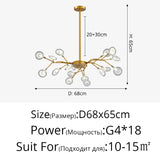 Modern Firefly Black Gold LED Chandelier for Living Room Lustre Bedroom Home Decor Indoor Light Minimalist Ceiling Pendant Lamp