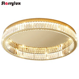 Modern Minimalist Round Ceiling Light Luxury Crystal Bedroom Lamp LED Flush Mount for Master Room