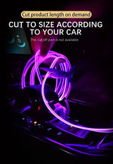 Car Interior RGB LED Atmosphere Light Strip USB Fiber Optic Neon Invisible Ambient Lamp Center Console Door Decoration Trim