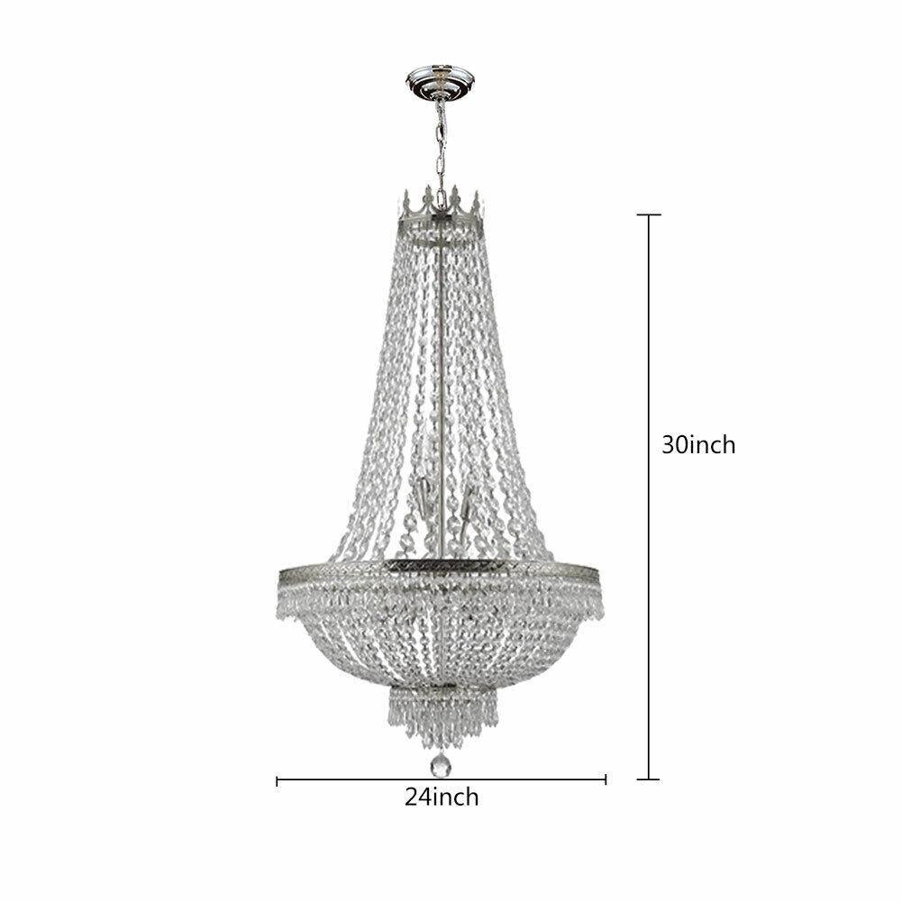 9-Light French Empire Crystal Chandelier Luxury LED Ceiling Pendant Light Restaurant Creative Home Lighting Lamps 24x30&quot;