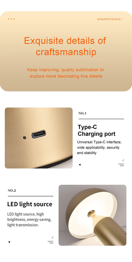 LED Table lamp for bedroom rechargeable USB lamp Touch switch dining room hotel bedside decorative table lamp