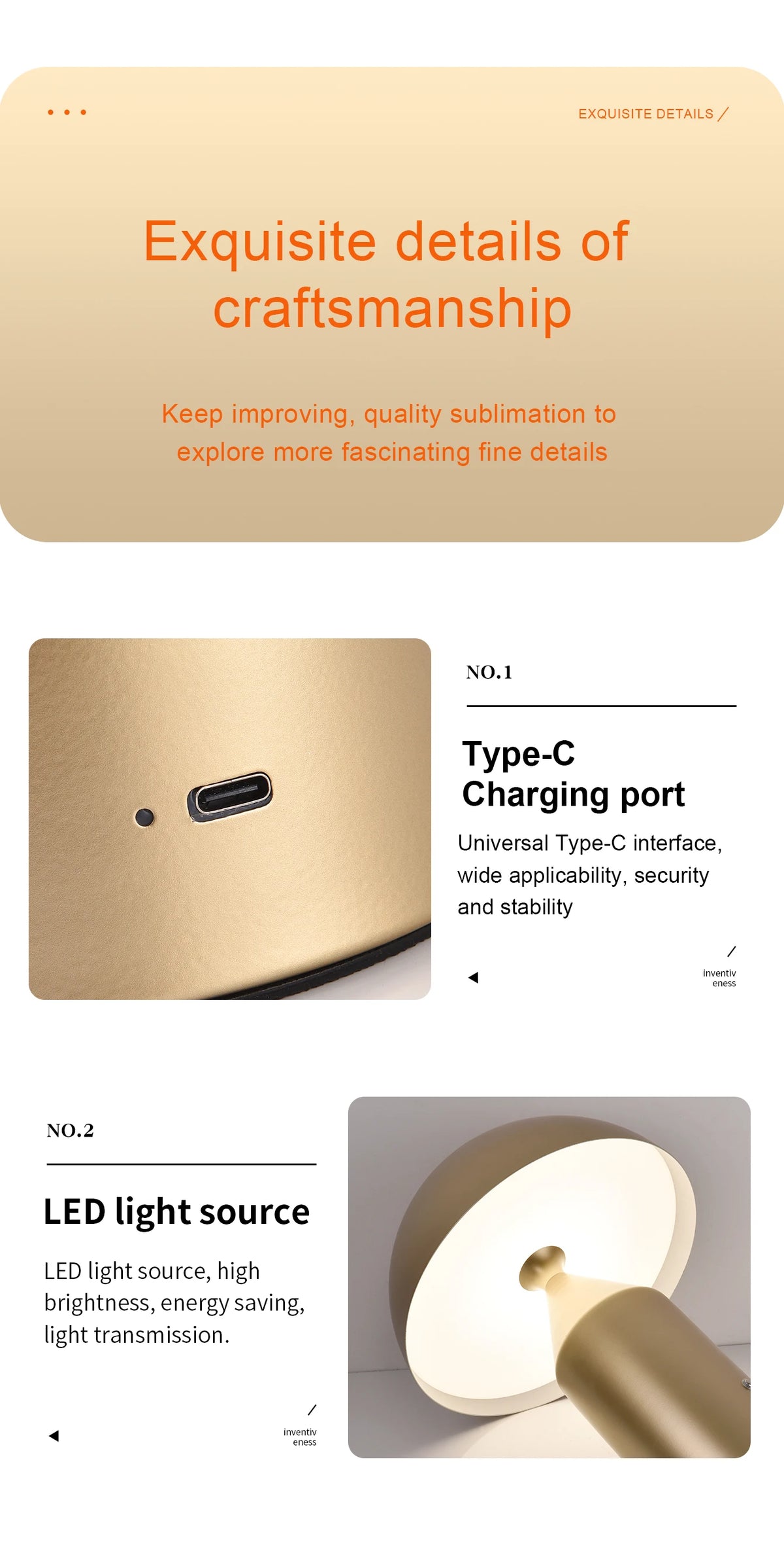 LED Table lamp for bedroom rechargeable USB lamp Touch switch dining room hotel bedside decorative table lamp