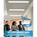 6 Pack LED Garage Ceiling Lights Wraparound ixture 4T,Linkable Shop Light, 3500 LM, 40W=300W, 5000K Daylight, Hardwired, S