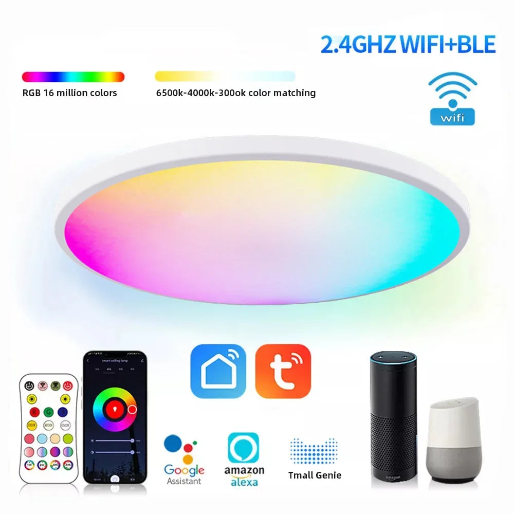 LED Ceiling Lights Round Smart WIFI RGBCW Dimmable TUYA APP Compatible with Alexa Google Home Bedroom Living Room Ambient Lamps