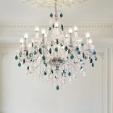 French Green Crystal Candle Chandelier Luxury Romantic Glass E14 Pendant Lights Living Room Art Decor Led Lamparas Bedroom Lamp
