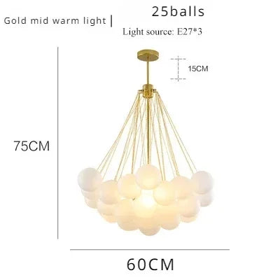 Modern Glass Balls Chandeliers Black/Gold Dining Living Room Bedroom Cafes Hall Home Decor Pendant Light Indoor Lustre Luminaire