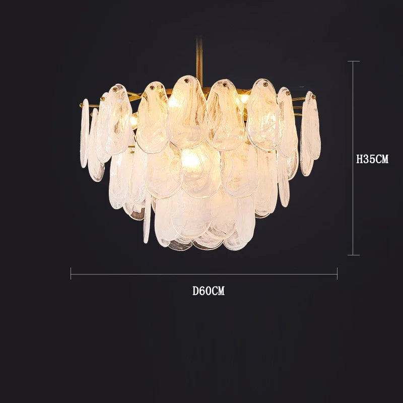 French Retro Light Luxury Chandelier Living Room Bedroom Warm and Romantic Cloud Water Drop Glass Pendant Lights Home Decoration