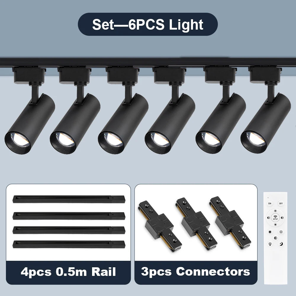 Remote Control Set LED Track Light Dimmable Ceiling Spotlight Rail Light Led Track Rail Spotlight Clothing Store Ceiling Lights