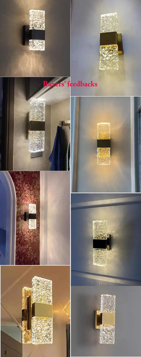 Corrugated Crystal Wall Lamps Modern LED Lighting Indoor Wall Sconces Living Room TV Background Bedroom Aisle Home Decor Lustre