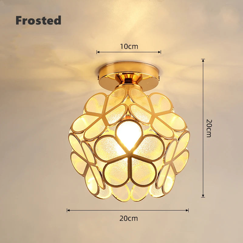 12W Nordic Flower Ball LED Ceiling Lamp E27 Tiffany Iron Acrylic Petal Inlaid Chandelier Aisle Corridor Home Decor Ceiling Light