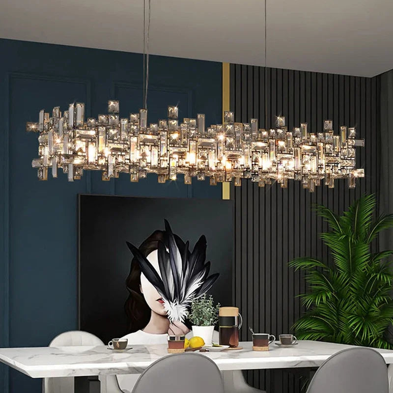 Luxury Chrome LED Crystal Chandelier - Modern Ceiling Pendant Light Fixture