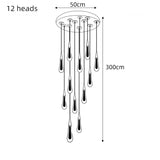 Modern Creative LED Lamp Pendant ForStair Lamp,Duplex Building Villa,Apartmenthigh Hanging Simple Crystal Gold Flowing Waterdrop