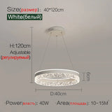 Nordic Creative Modern LED Chandelier Ceiling Dimmable Round Chandelier Living Room Dining Room Bedroom Glossy Lighting Fixtures