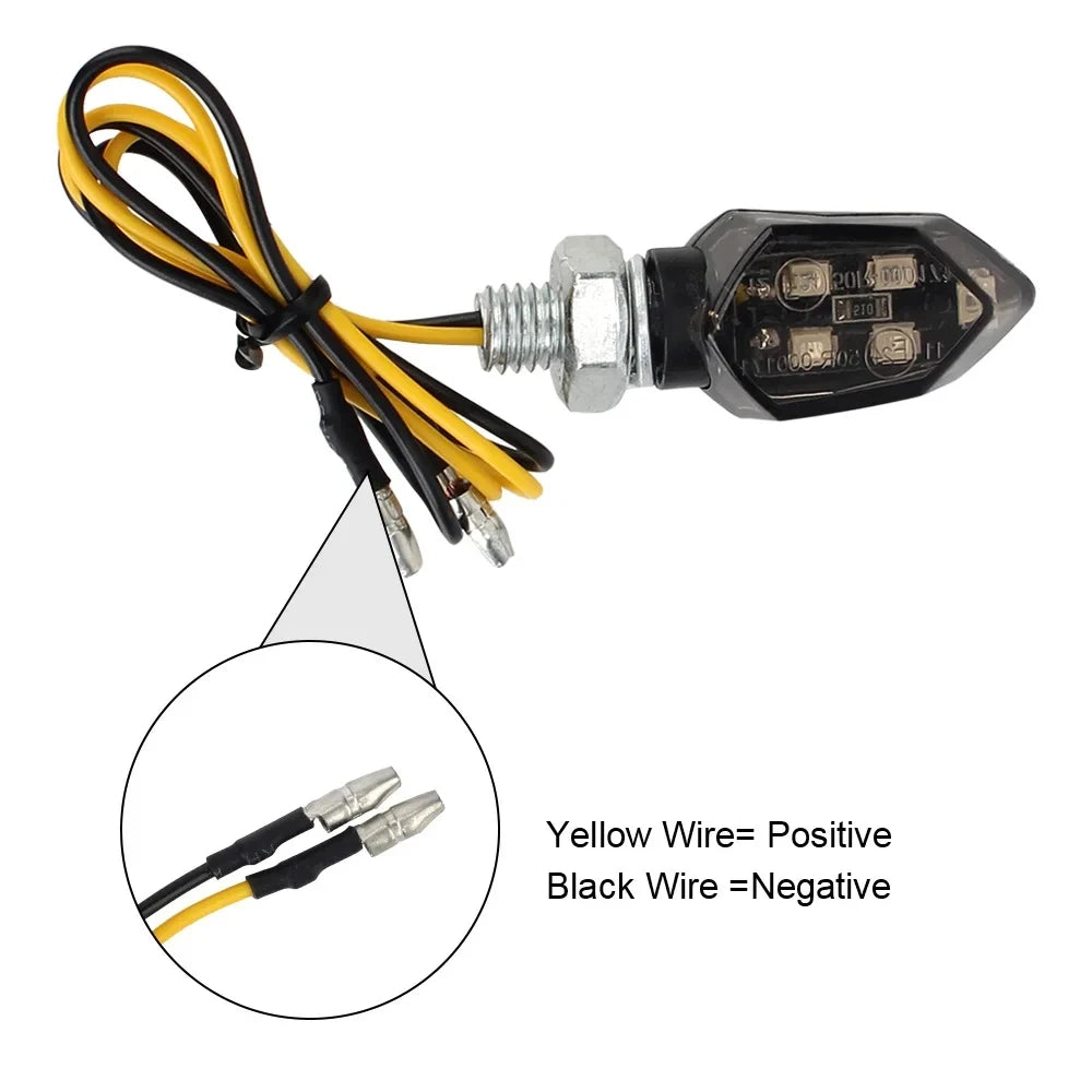 Super Bright Mini Motorcycle LED Turn Signal Lights (2 Pcs) - Universal Amber Blinker Indicators for Motorbikes & Scooters