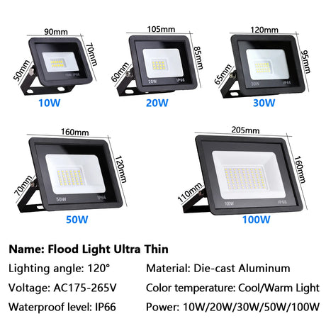 LED Flood Light 10W 20W 30W 50W 100W AC 220V LED Floodlight IP66 Waterproof Reflector Spotlight Street Light Outdoor Garden Lamp