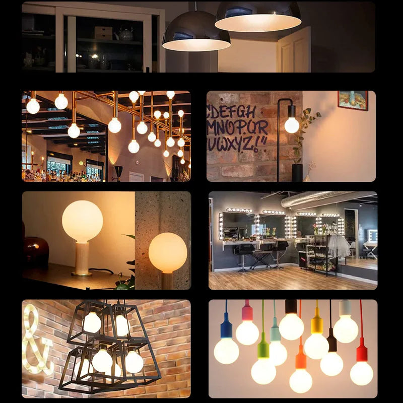 G80 G95 G125 Milky Glass Bulb E27 5W Edison LED Bulb AC110V 20V Round Bulb Cool/Warm White Lampada LED Sound Control AC 85V-265V