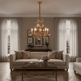 Pink Red Ceramic Rose Chandelier Luxury French Gold 5 Lights Chandelier Bedroom Lighting 6/8/10 Living Room Hanging Lights